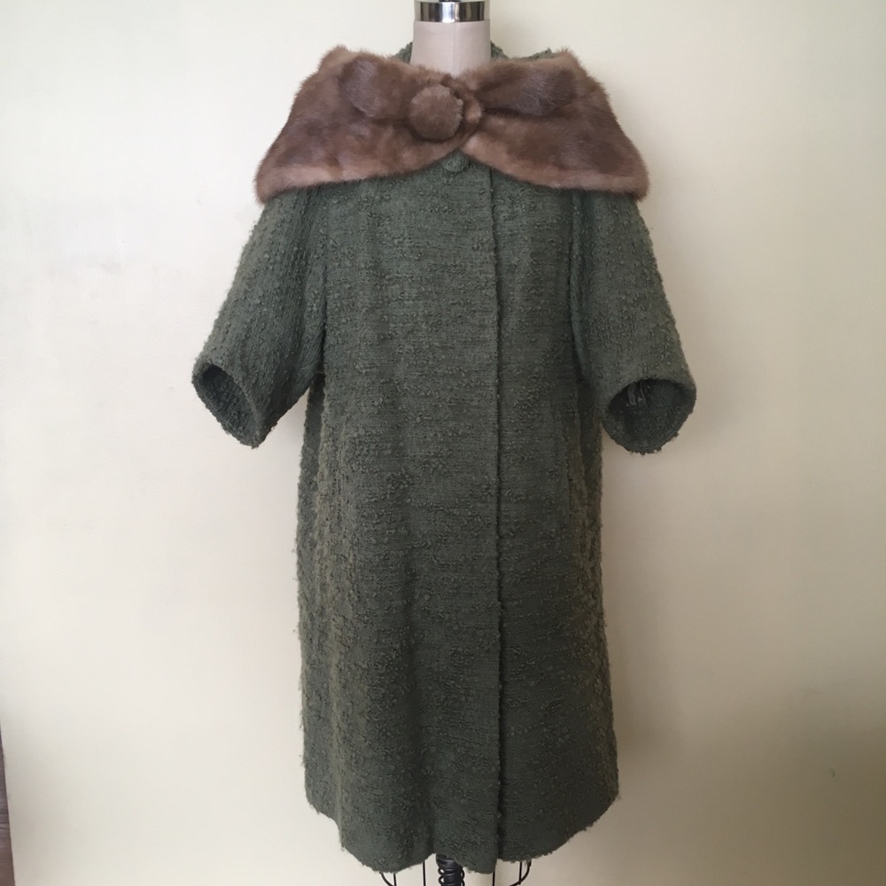 Vintage 60s wool coat w/mink